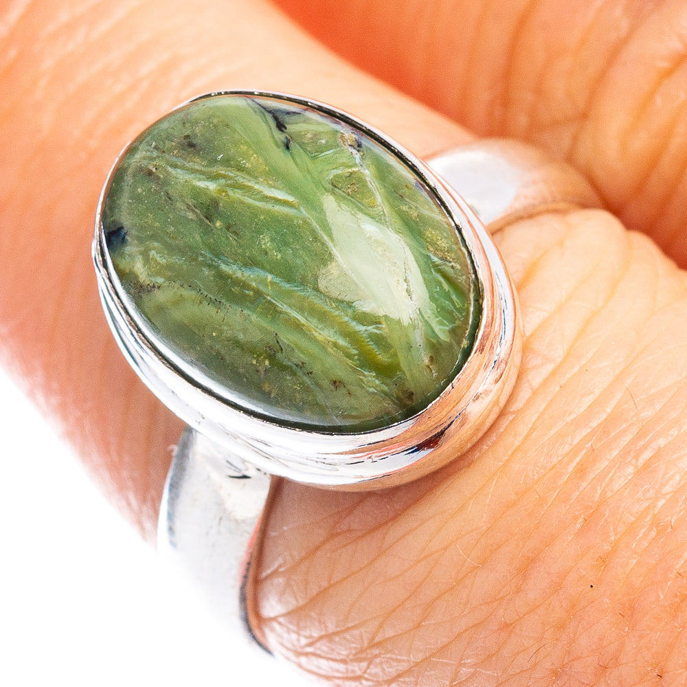 Swiss Green Opal Ring Size 7 (.925 Sterling Silver)