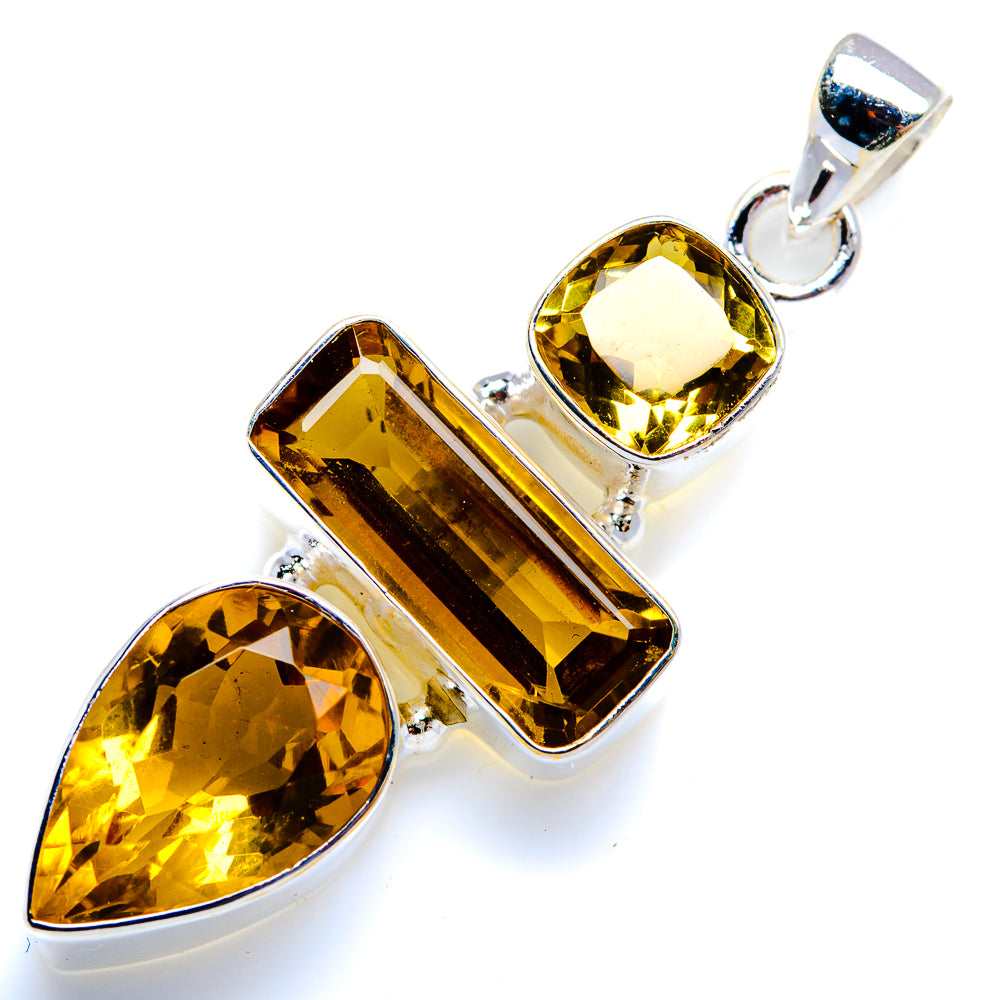 Faceted Citrine 925 Sterling Silver Pendant 2" (925 Sterling Silver) PD38327