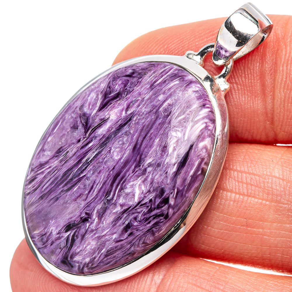 Charoite Pendant 1 5/8" (.925 Sterling Silver)