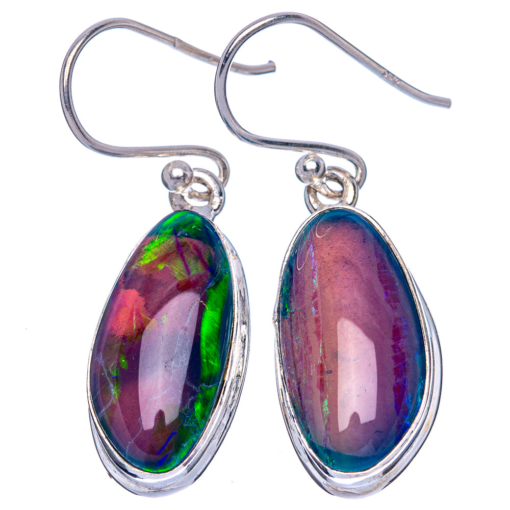 Rare Triplet Opal Earrings 1 3/8" (925 Sterling Silver) E1625