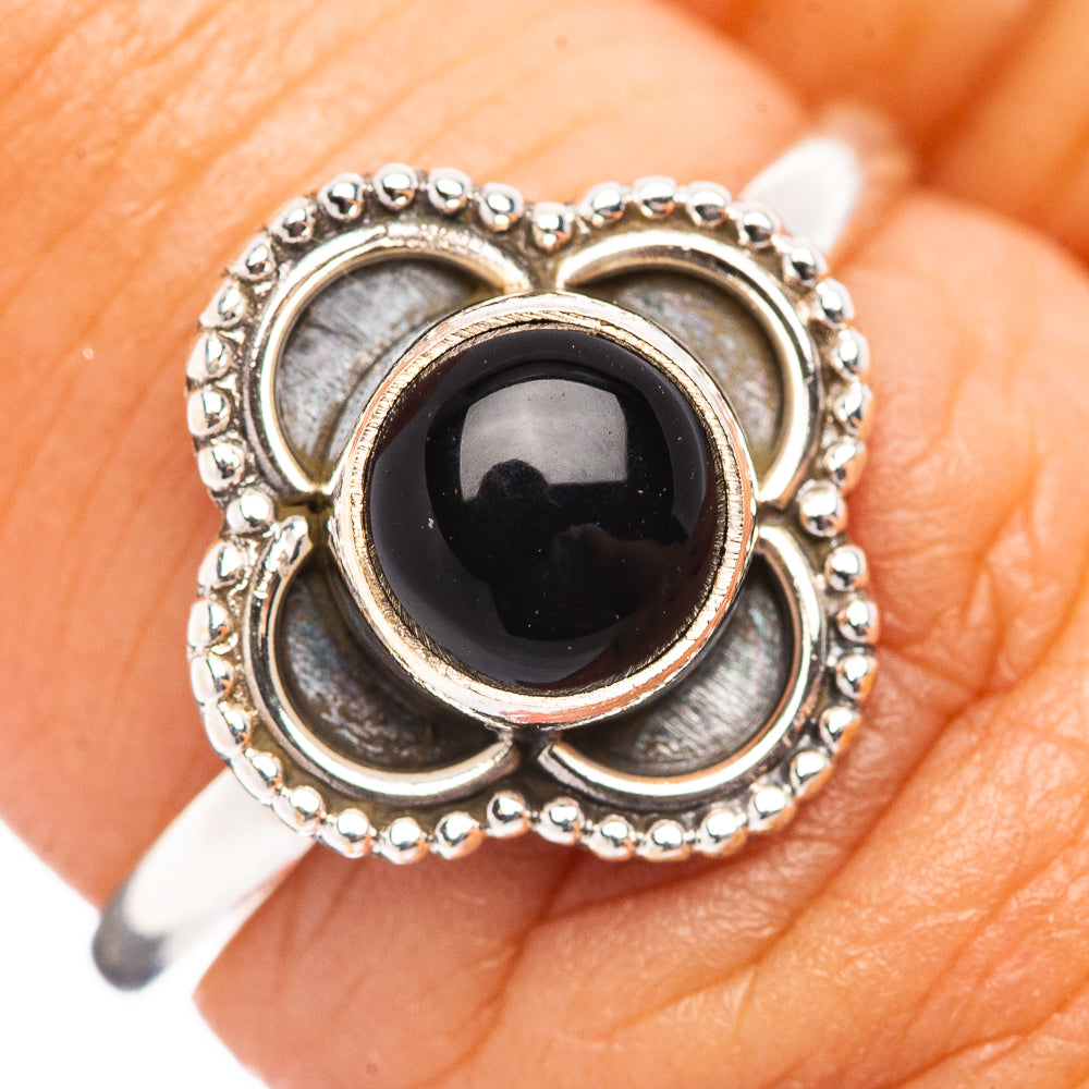 Dainty Black Onyx Ring Size 6.75 (.925 Sterling Silver)