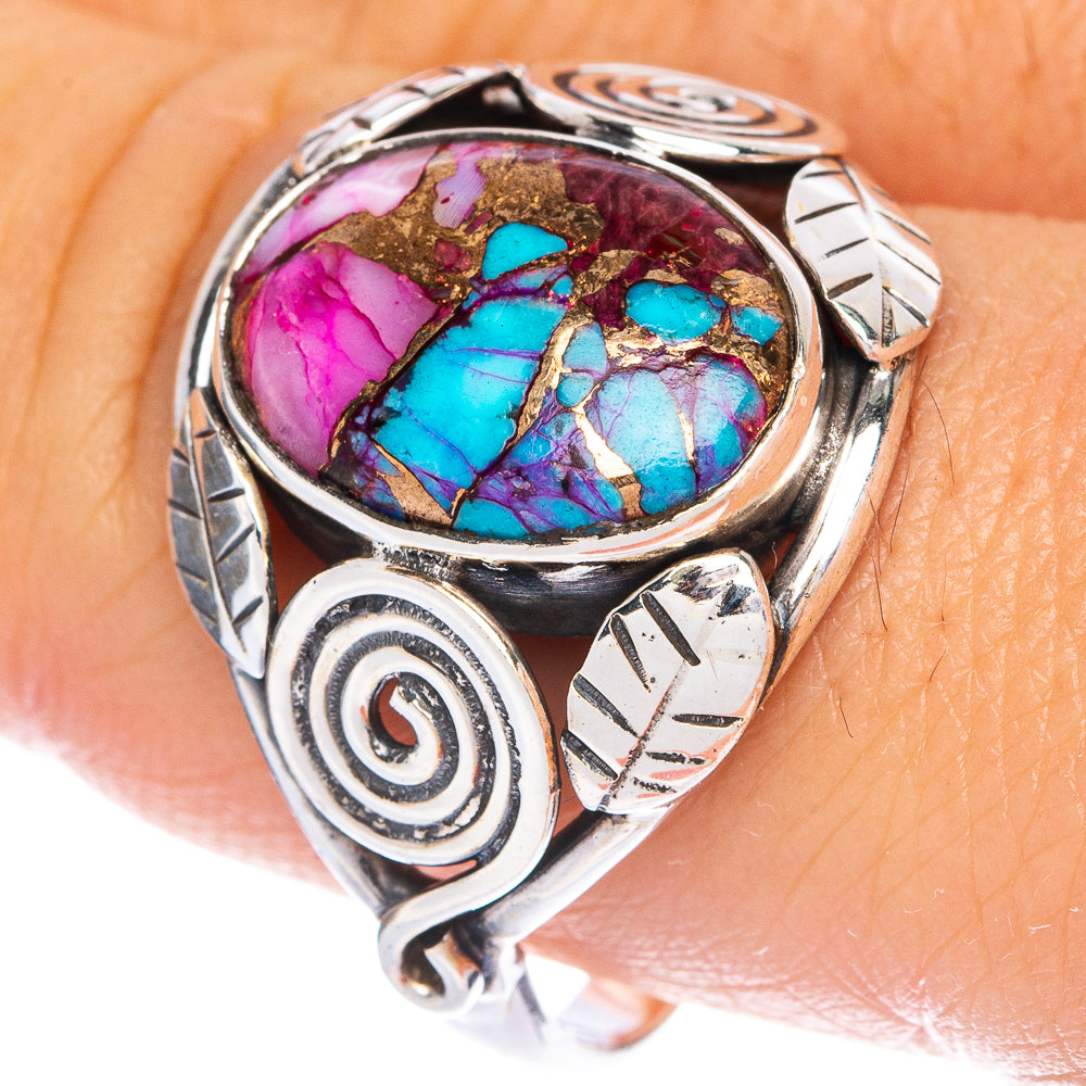 Kingman Pink Dahlia Turquoise Ring Size 9.5 (925 Sterling Silver) R144407
