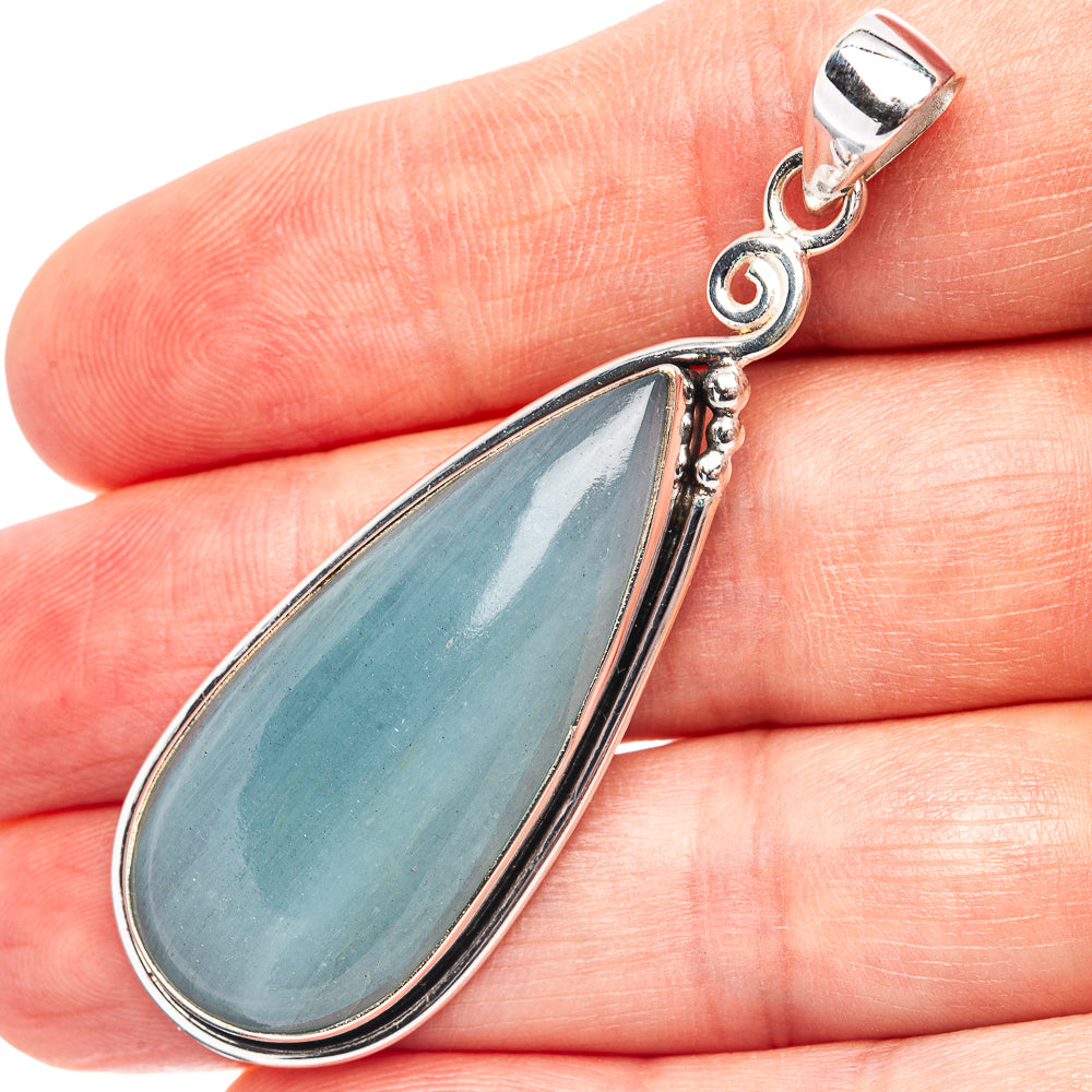 Premium Aquamarine Pendant 2 3/8" (.925 Sterling Silver)