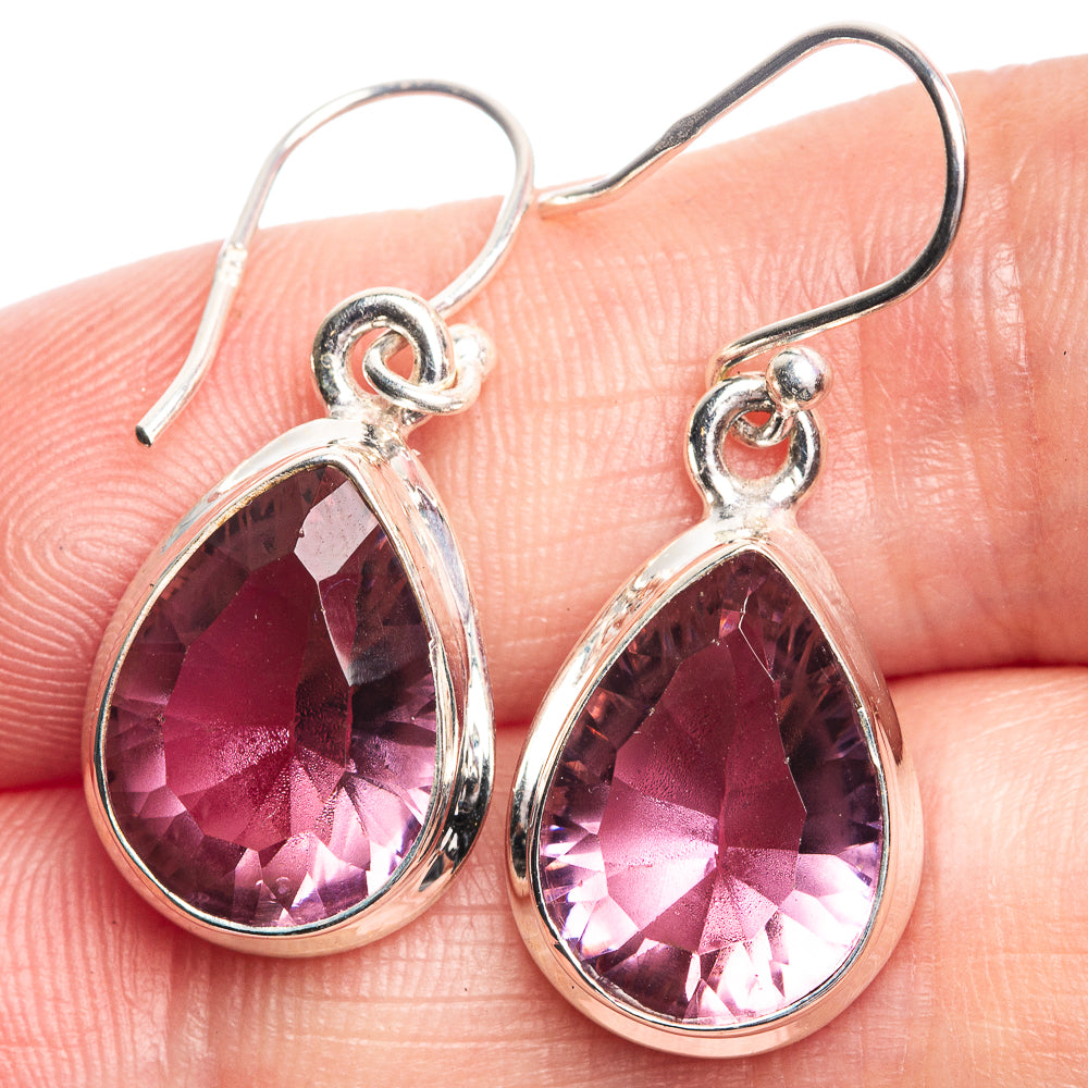 Faceted Color Change Alexandrite (Lab.) Earrings 1 3/8" (925 Sterling Silver) E432481
