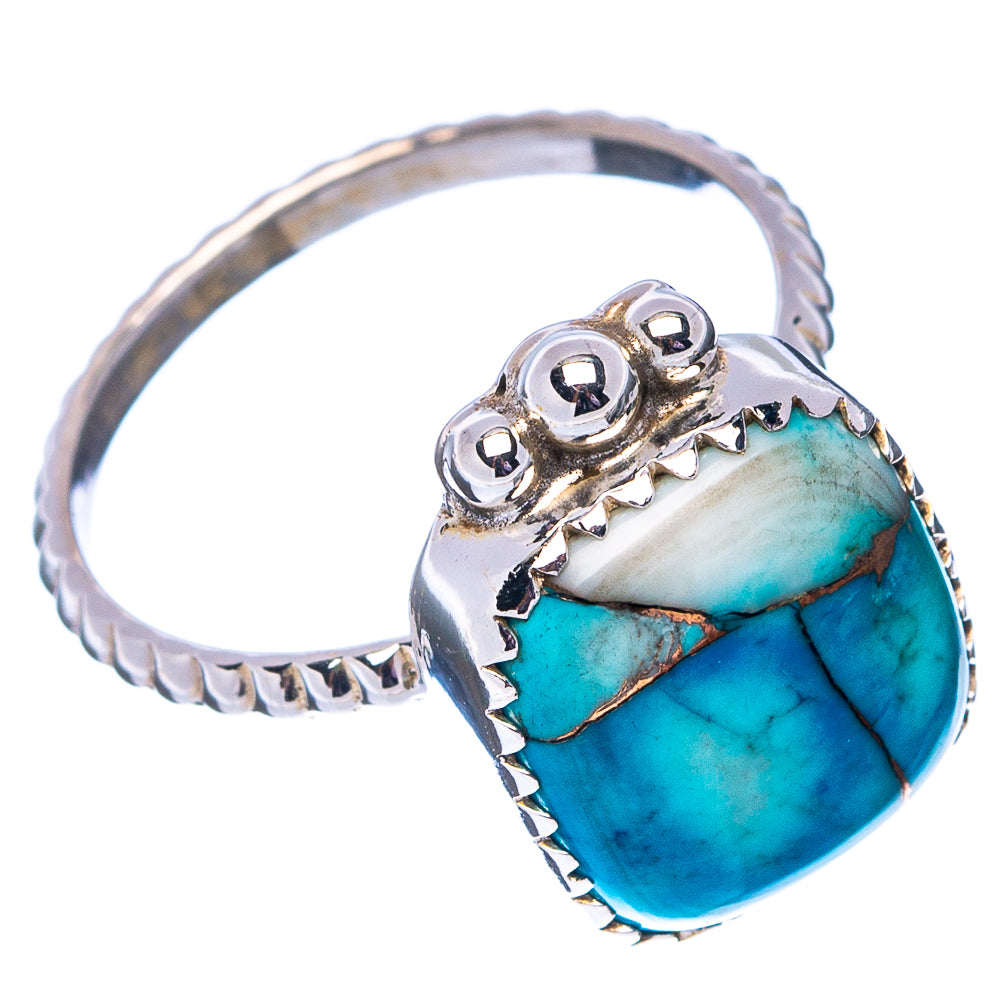 Ice Blue Dahlia Mohave Turquoise Ring Size 6.75 (.925 Sterling Silver)