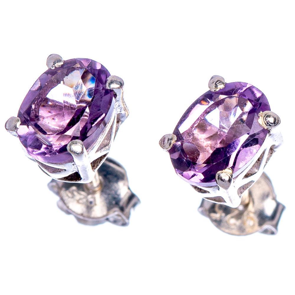 Faceted Amethyst Dainty Earrings 1/4" (925 Sterling Silver) E433547