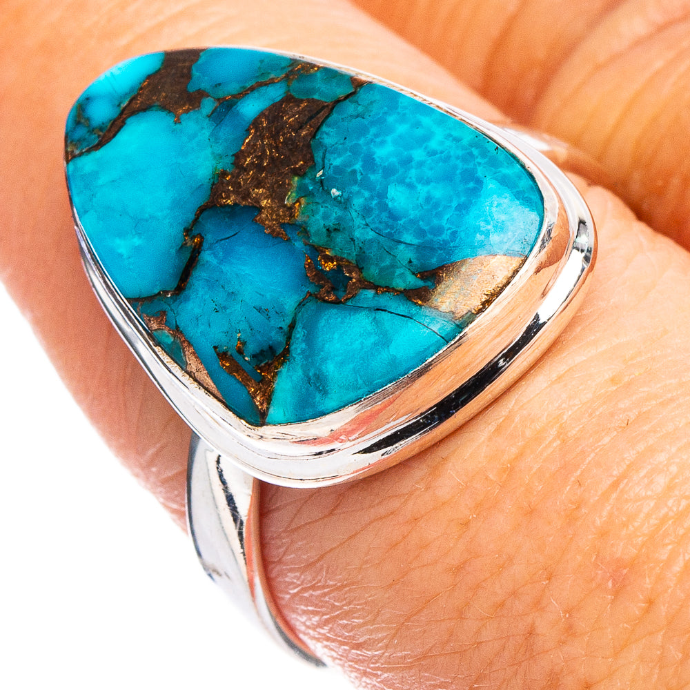 Blue Copper Turquoise Ring Size 9 (.925 Sterling Silver)