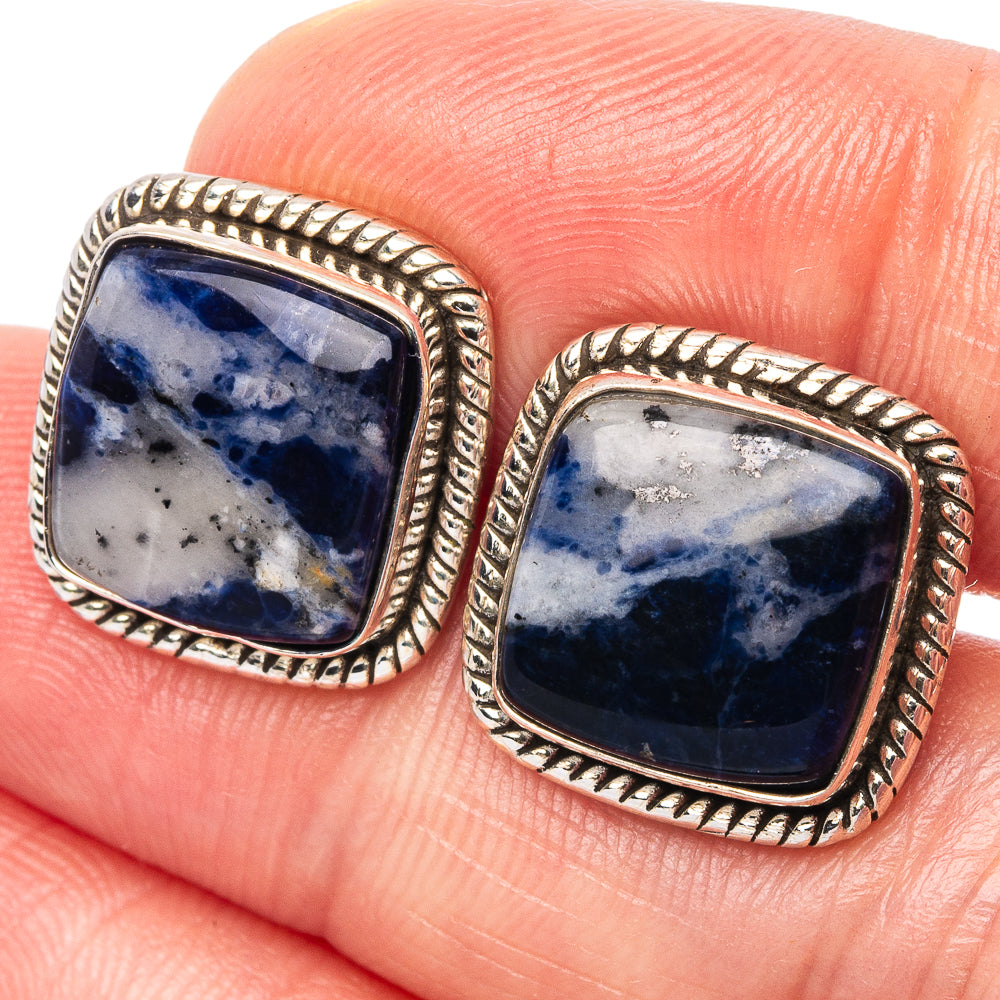 Sodalite Earrings 5/8" (925 Sterling Silver) E1563