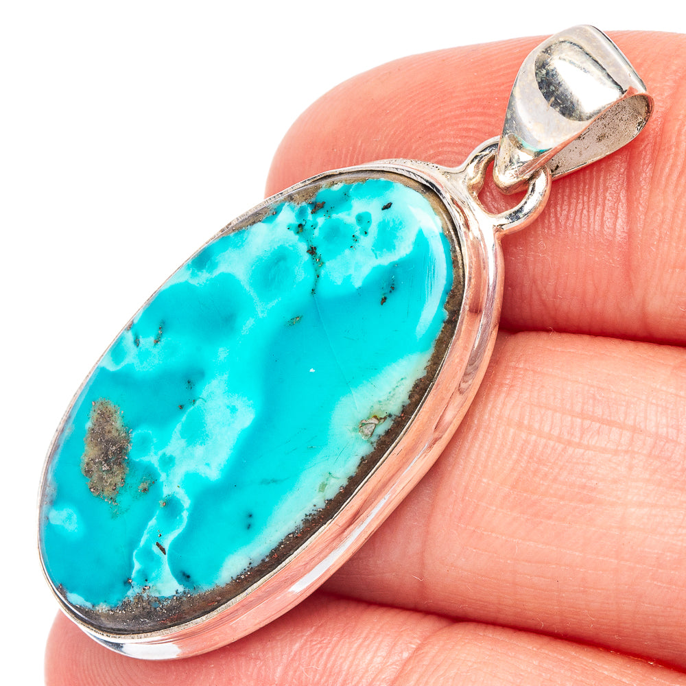 Rare Kingman Turquoise Pendant 1 5/8" (925 Sterling Silver) P44872