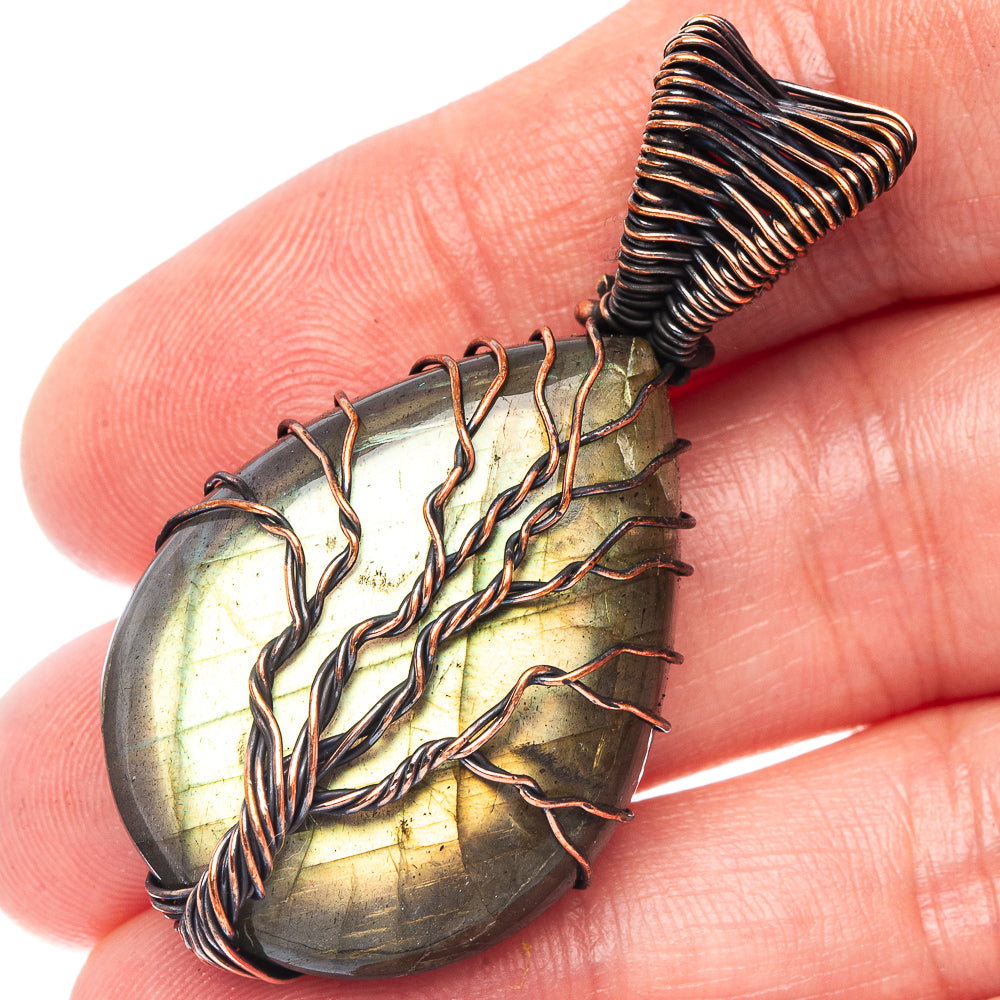 Labradorite Tree of Life Pendant 1 7/8" (Oxidized Copper)