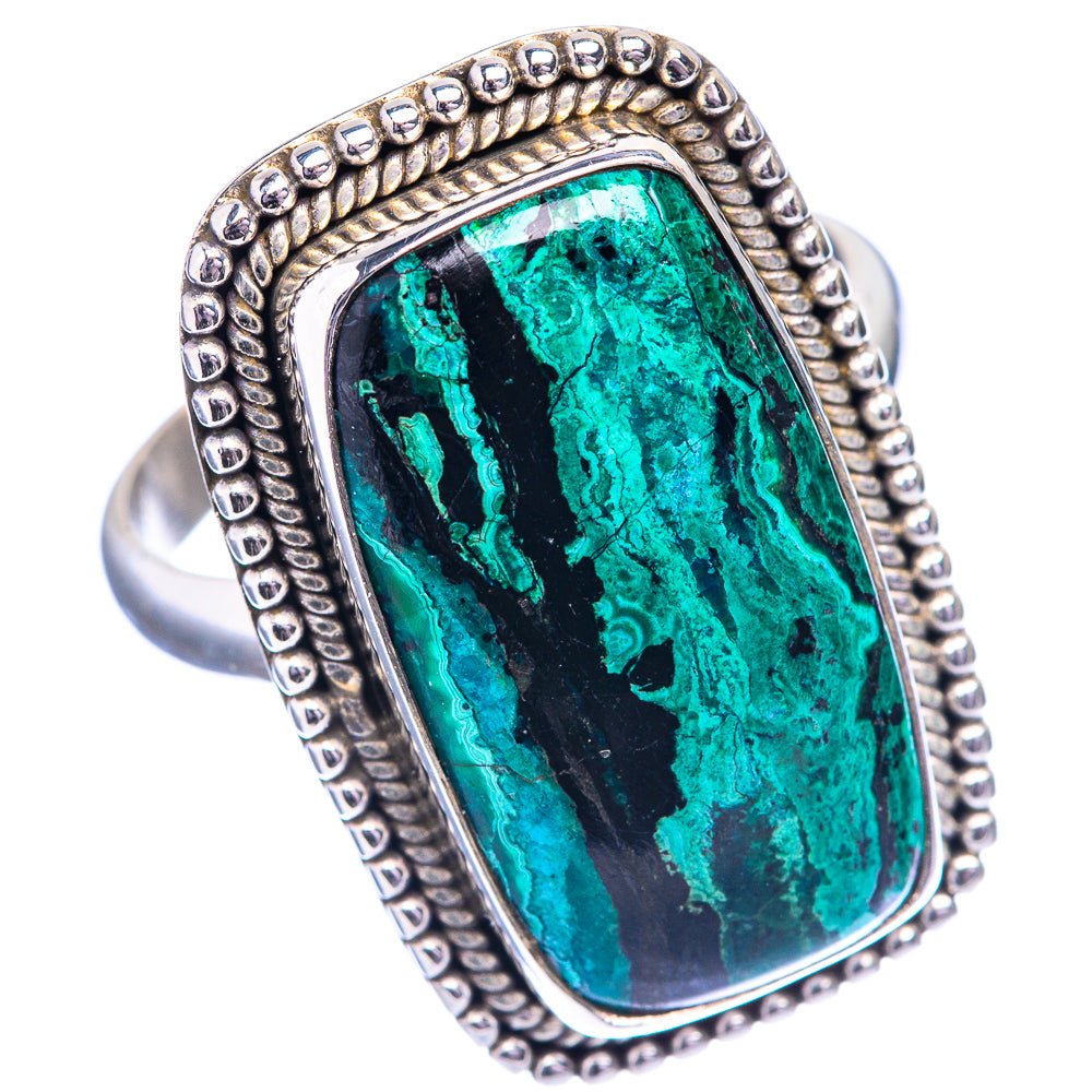 Large Malachite In Chrysocolla Ring Size 10.75 (925 Sterling Silver) R142744