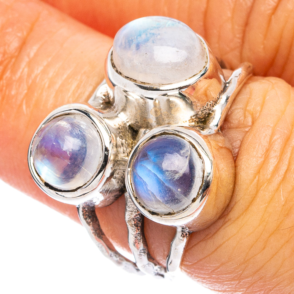 Rainbow Moonstone Ring Size 6.5 (925 Sterling Silver) R4789