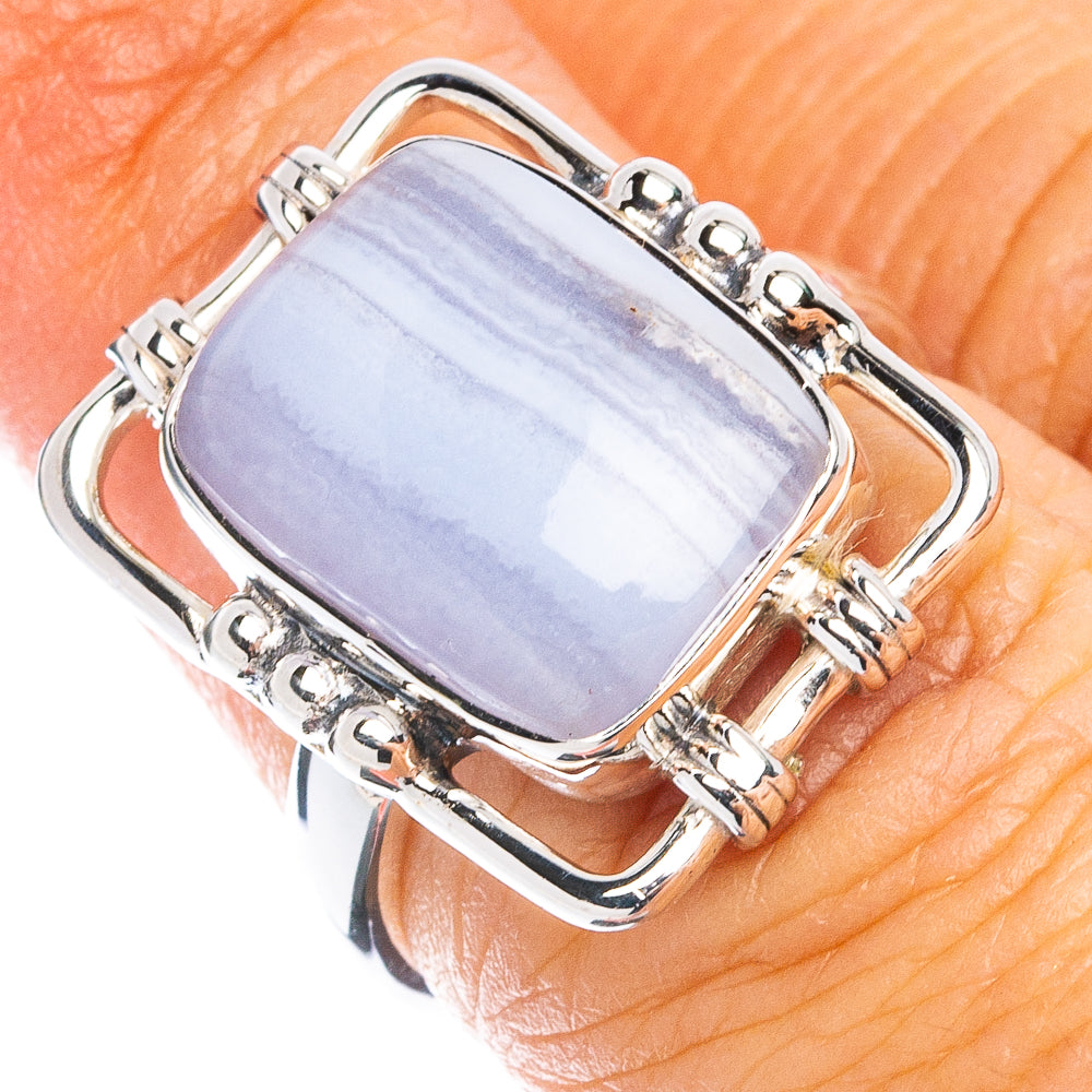 Premium Blue Lace Agate Ring Size 6 (925 Sterling Silver) R8046