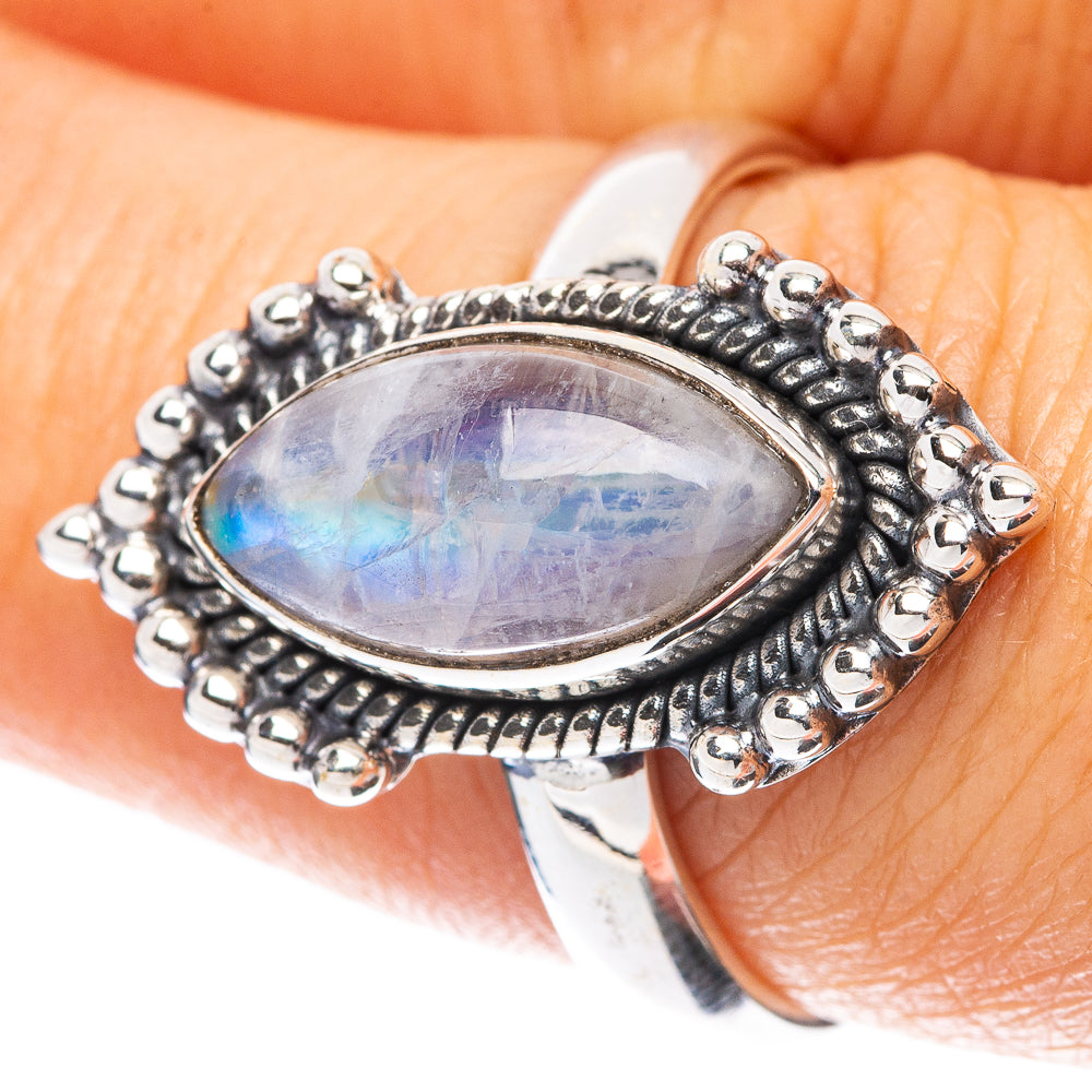 Rainbow Moonstone 925 Sterling Silver Ring Size 7.75 (925 Sterling Silver) R5376