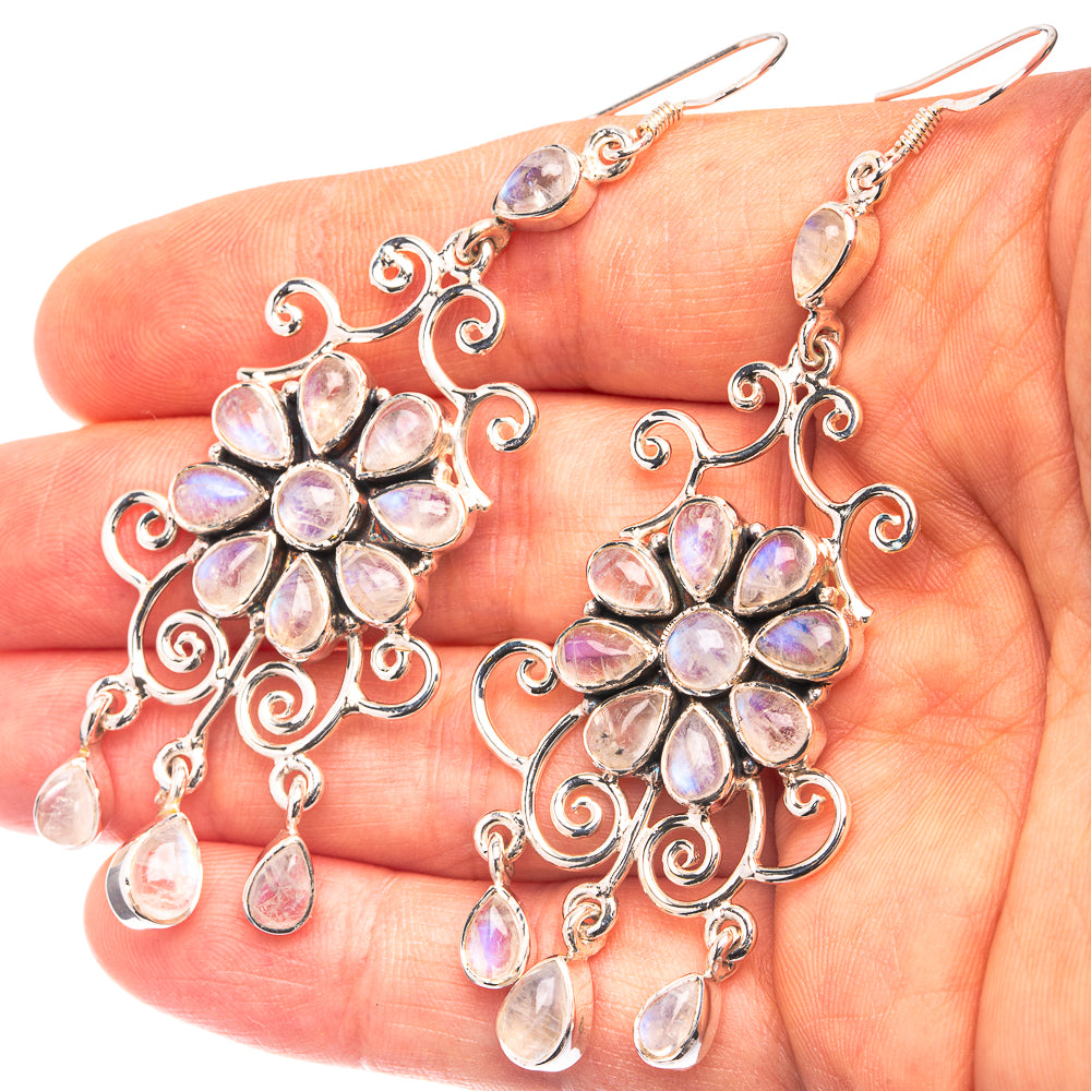Signature Rainbow Moonstone Earrings 3 1/8" (925 Sterling Silver) E432338