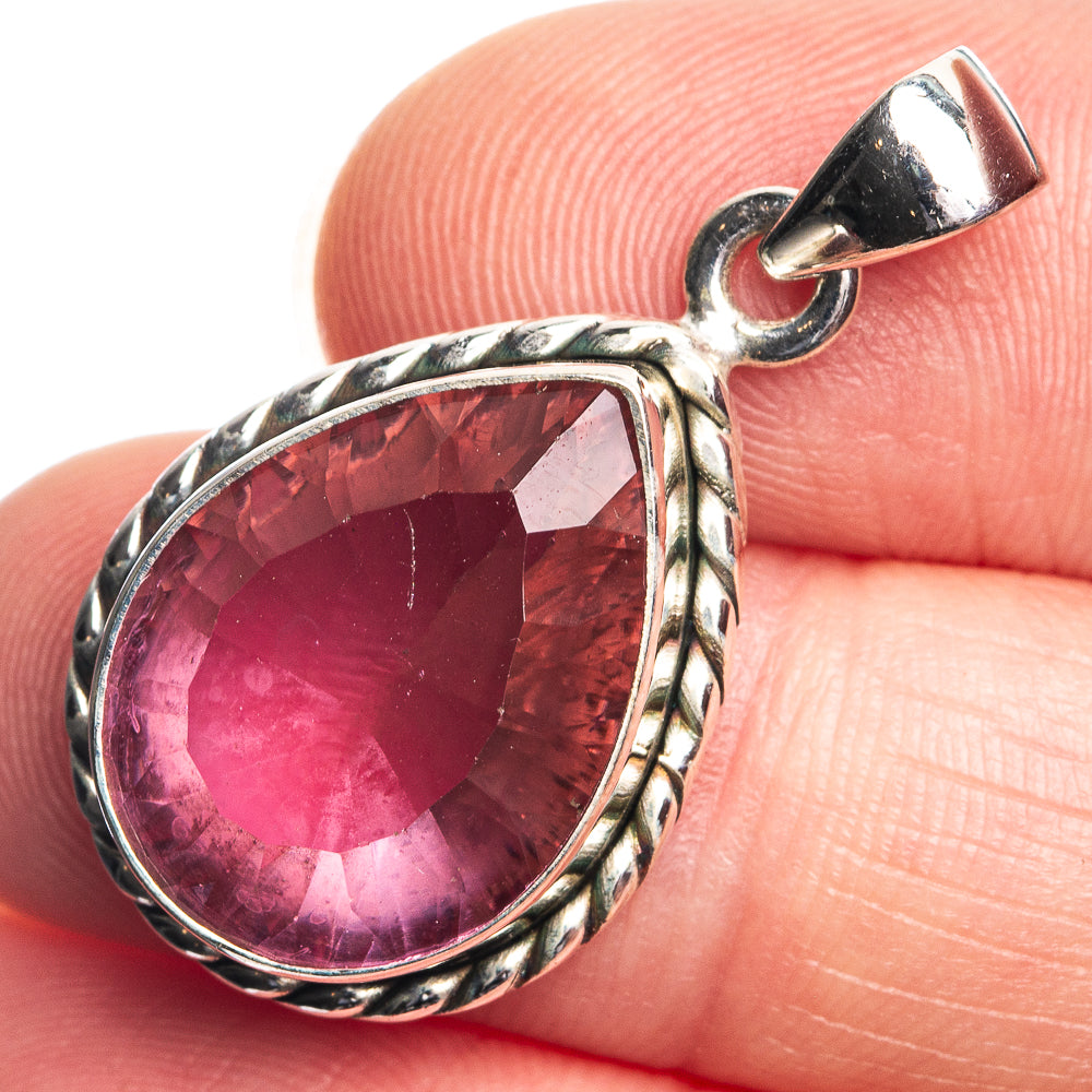 Faceted Color Change Alexandrite (Lab.) Pendant 1 1/4" (925 Sterling Silver) P39093