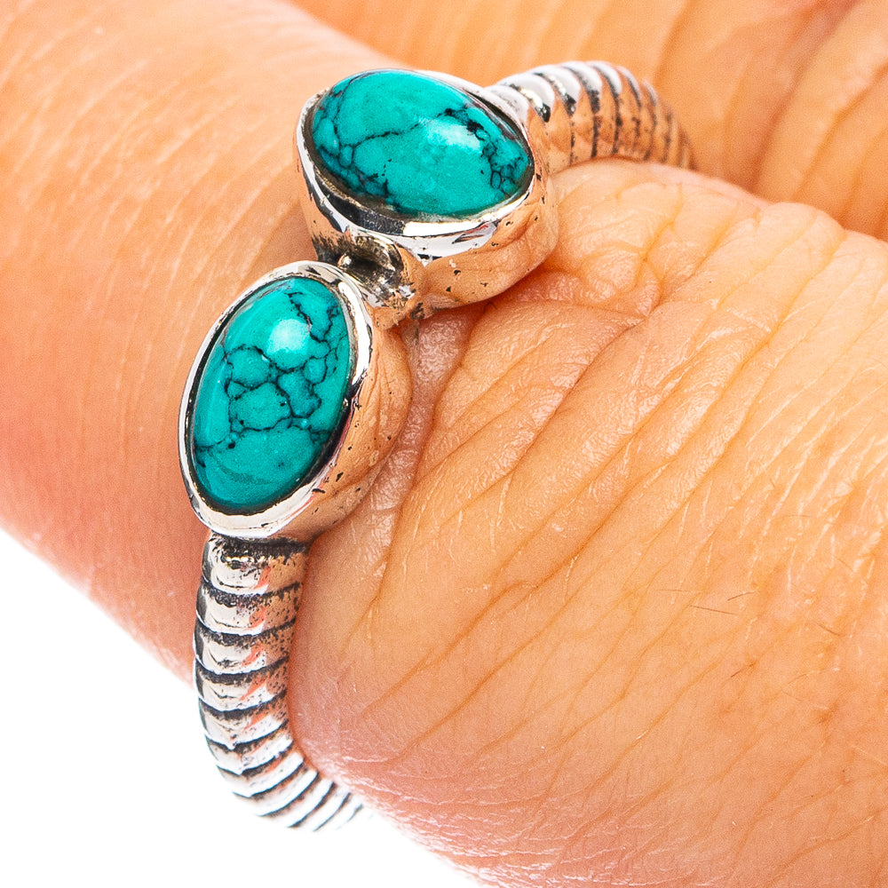 Dainty Turquoise Howlite Ring Size 6.75 (925 Sterling Silver) R8612