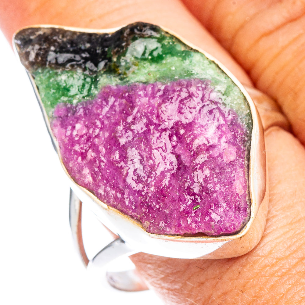 Rough Ruby Zoisite Ring Size 11.75 (925 Sterling Silver) R7426