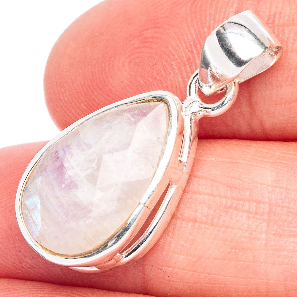 Rainbow Moonstone Pendant 1 1/8" (925 Sterling Silver) P40489