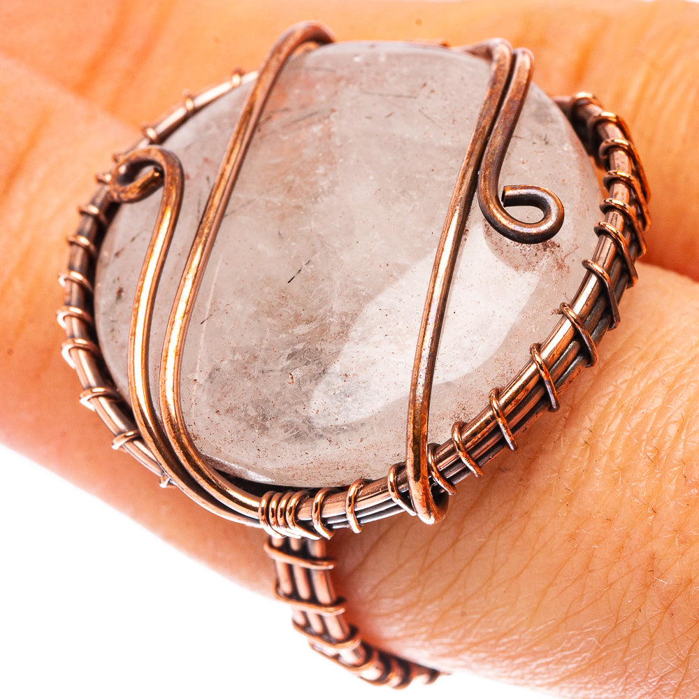 White Quratz Ring Size 7 (Oxidized Copper)