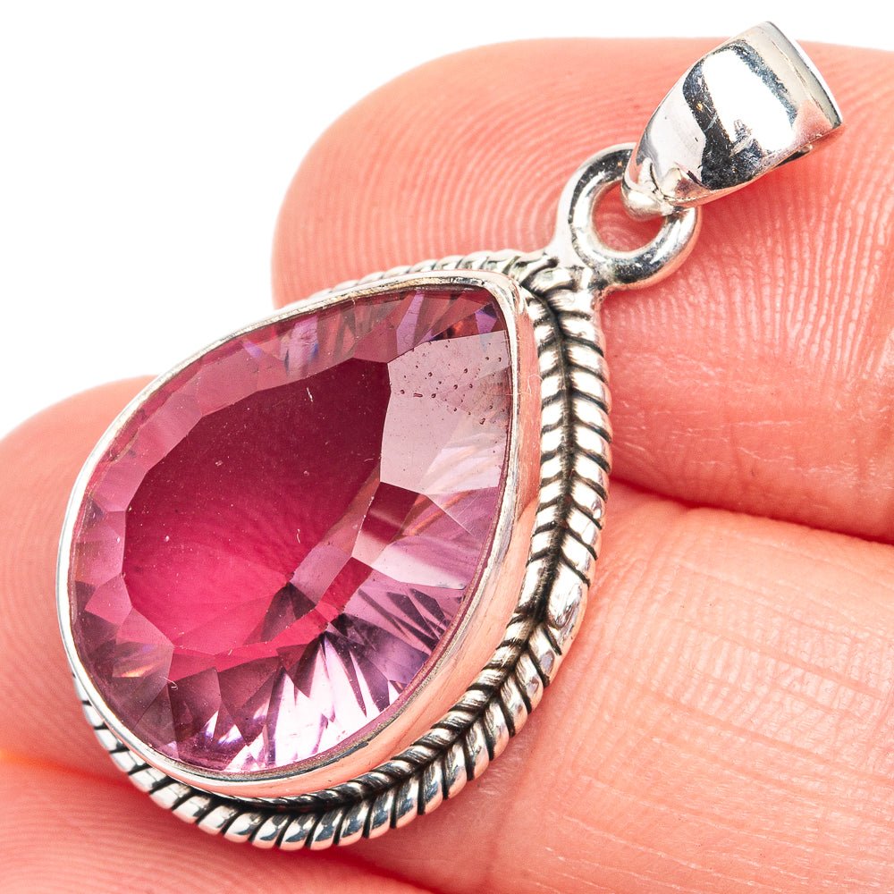 Faceted Color Change Alexandrite (Lab.) Pendant 1 1/4" (925 Sterling Silver) P39266