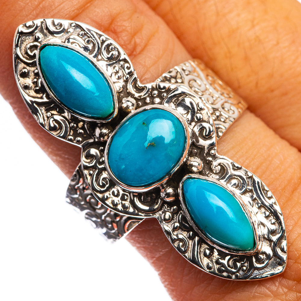 Large Sleeping Beauty Turquoise 925 Sterling Silver Ring Size 9.75