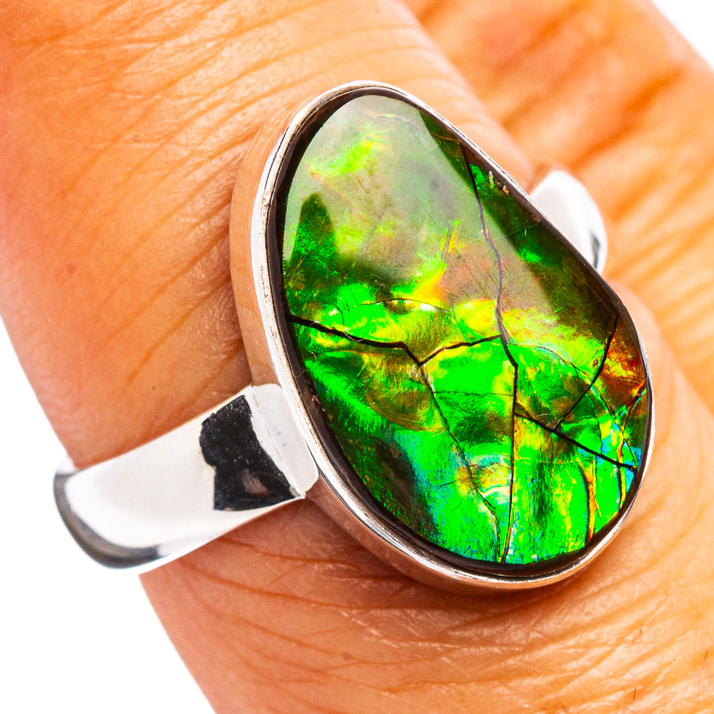 Premium Canadian Ammolite Ring Size 7.25 (.925 Sterling Silver)