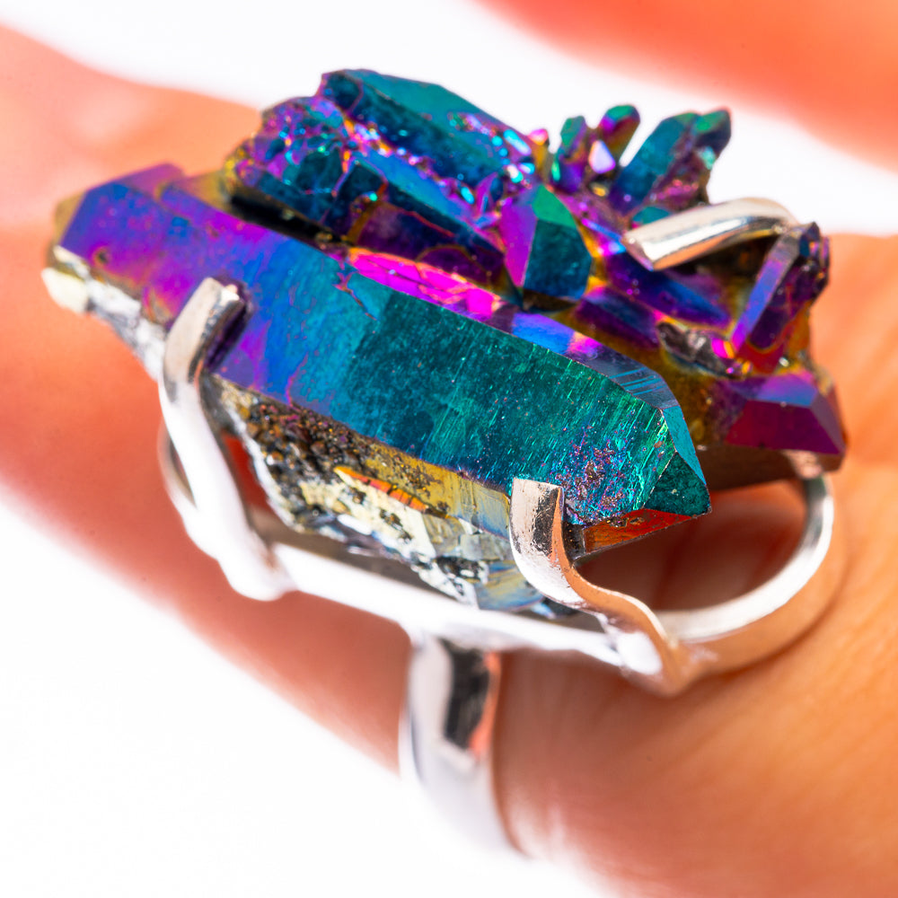 Large Titanium Sunshine Druzy Ring Size 6.25 (925 Sterling Silver) R141215