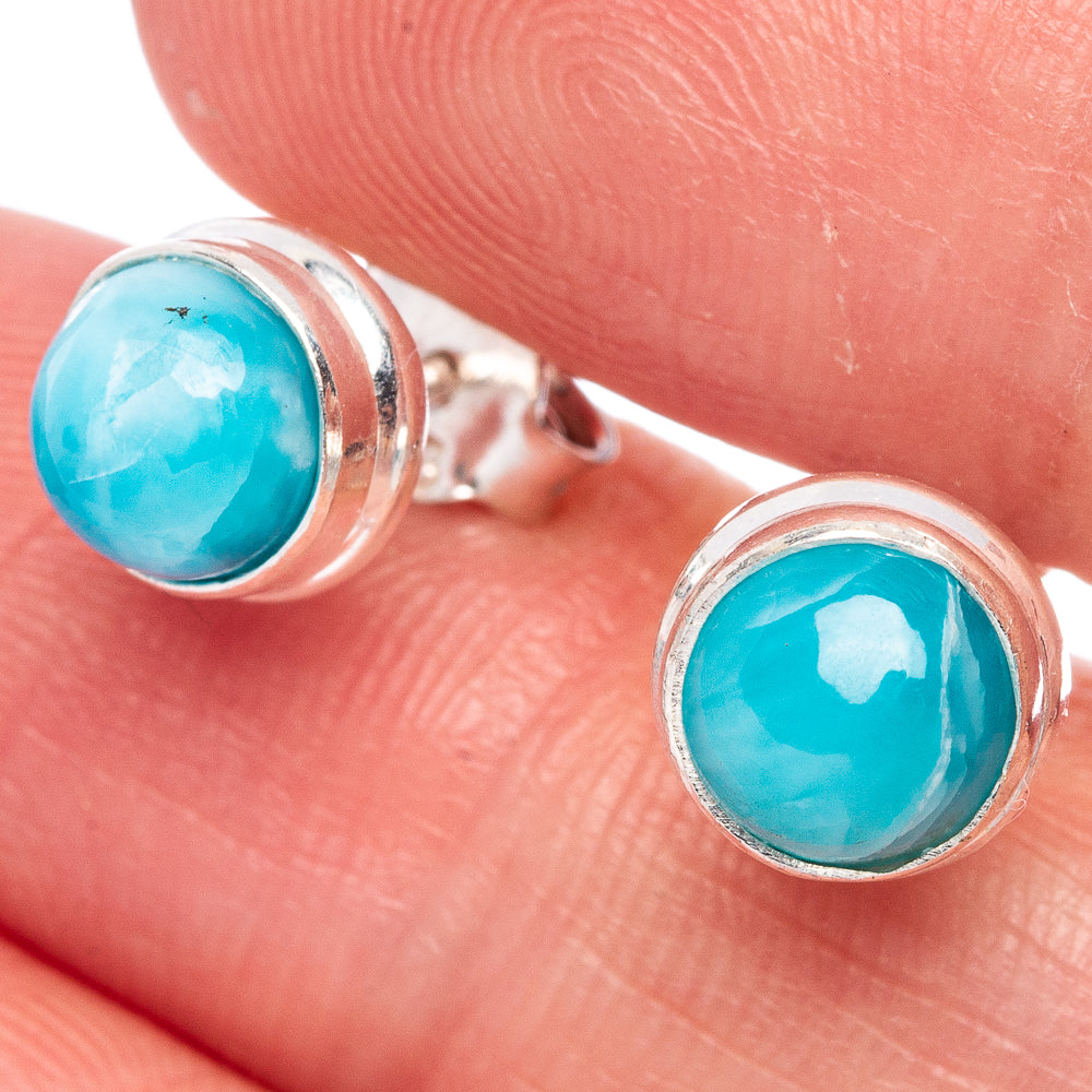 Rare Larimar Earrings 1/4" (925 Sterling Silver) E433327