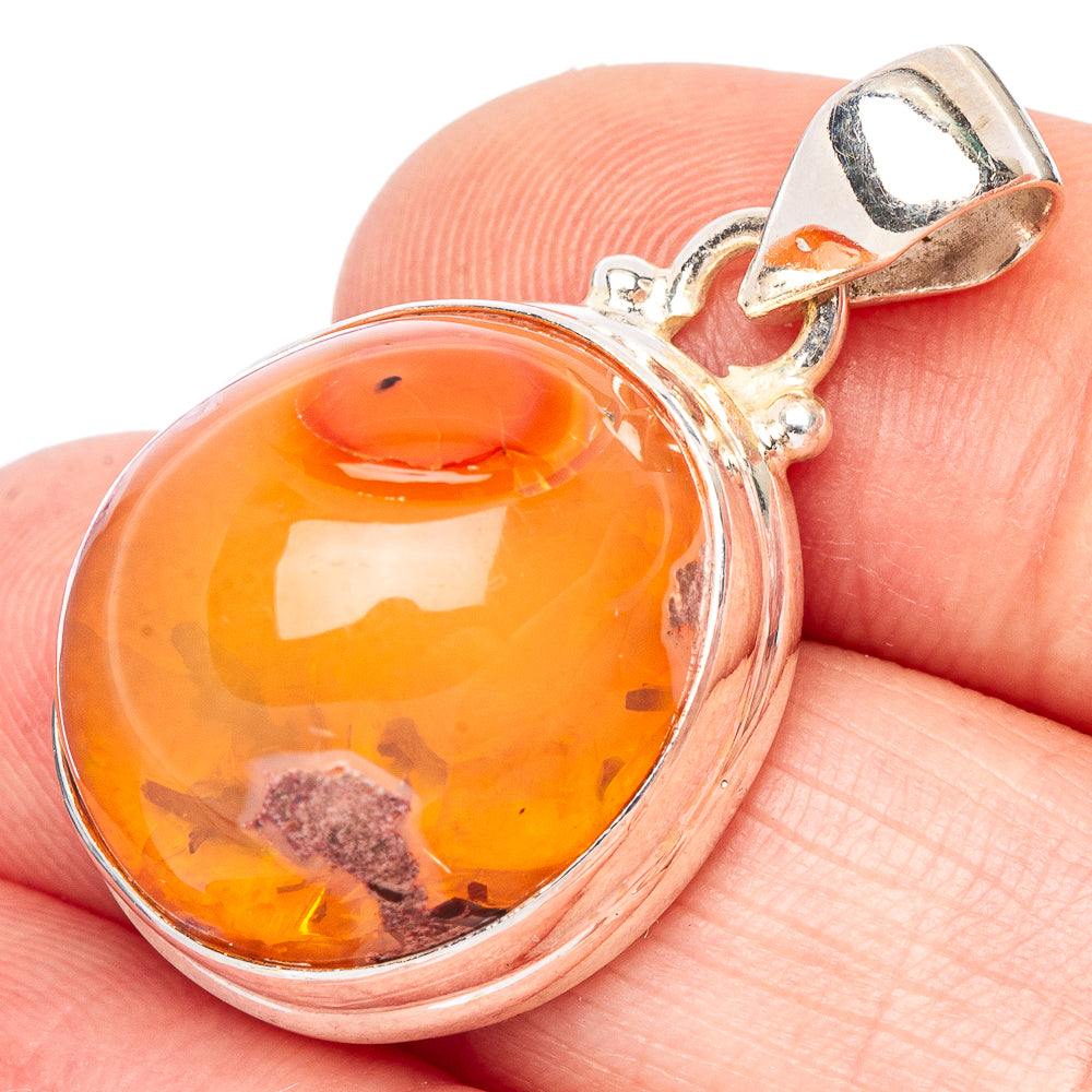 Rare Mexican Fire Opal Pendant 1 1/4" (925 Sterling Silver) P44165