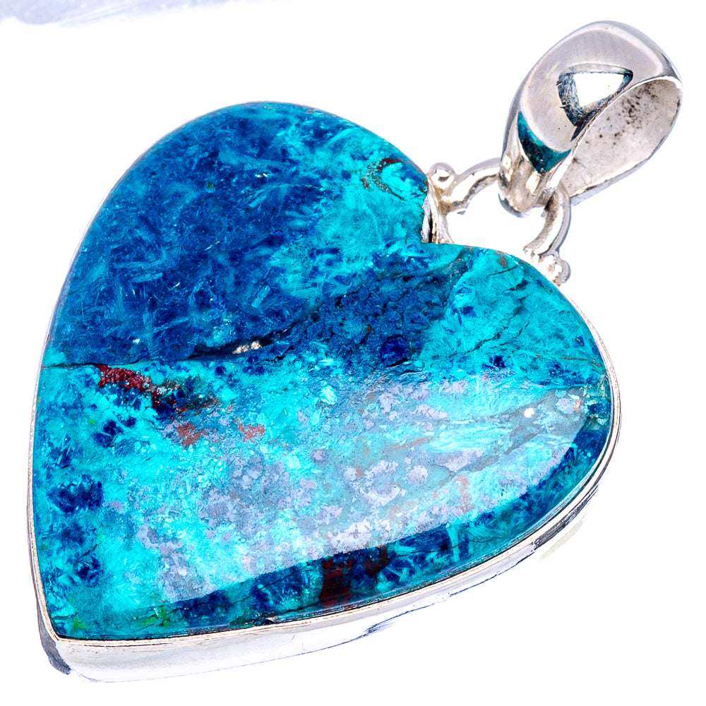 Shattuckite Heart Pendant 1 5/8" (.925 Sterling Silver)