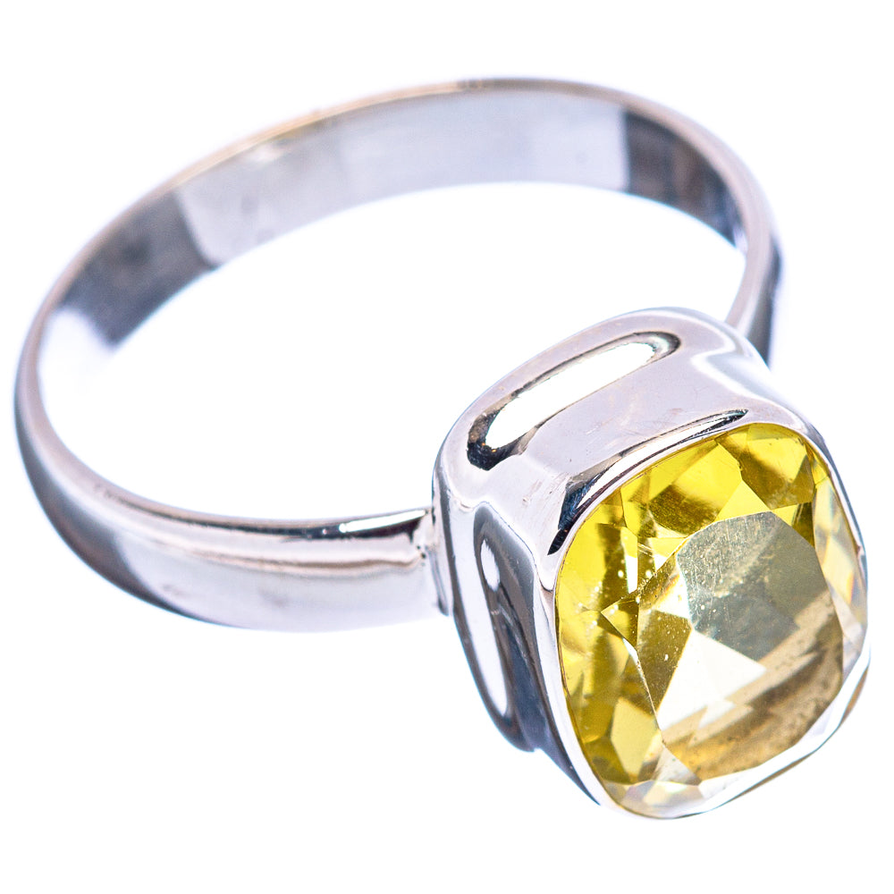 Faceted Lemon Quartz Ring Size 7 (.925 Sterling Silver)