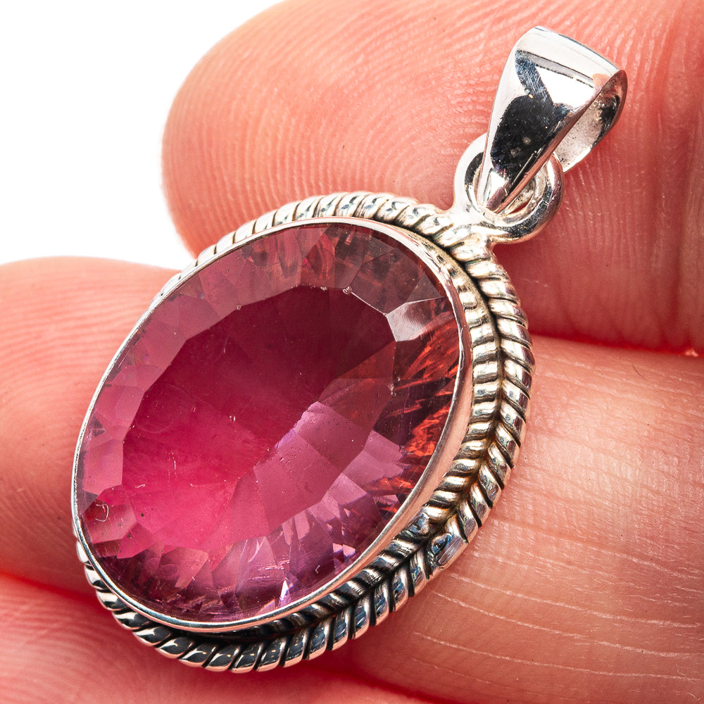 Faceted Color Change Alexandrite (Lab.) Pendant 1 1/4" (925 Sterling Silver) P39018