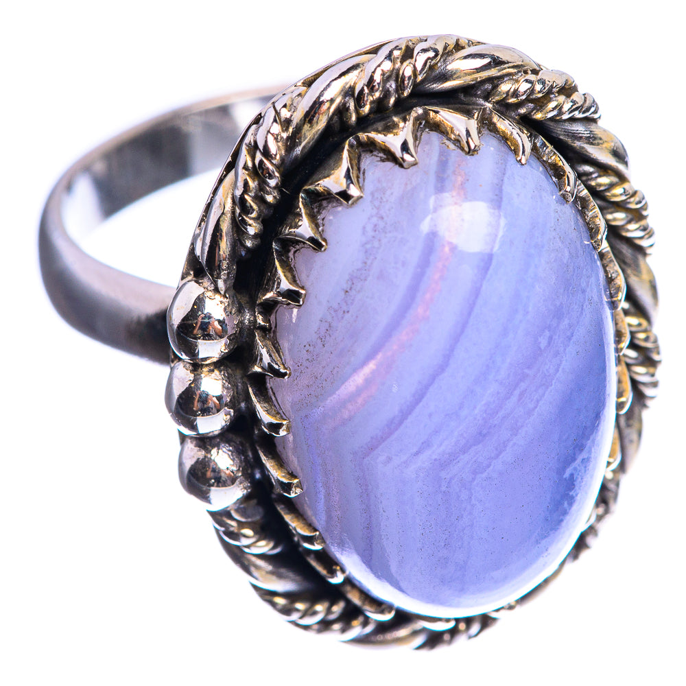Blue Lace Agate 925 Sterling Silver Ring Size 8