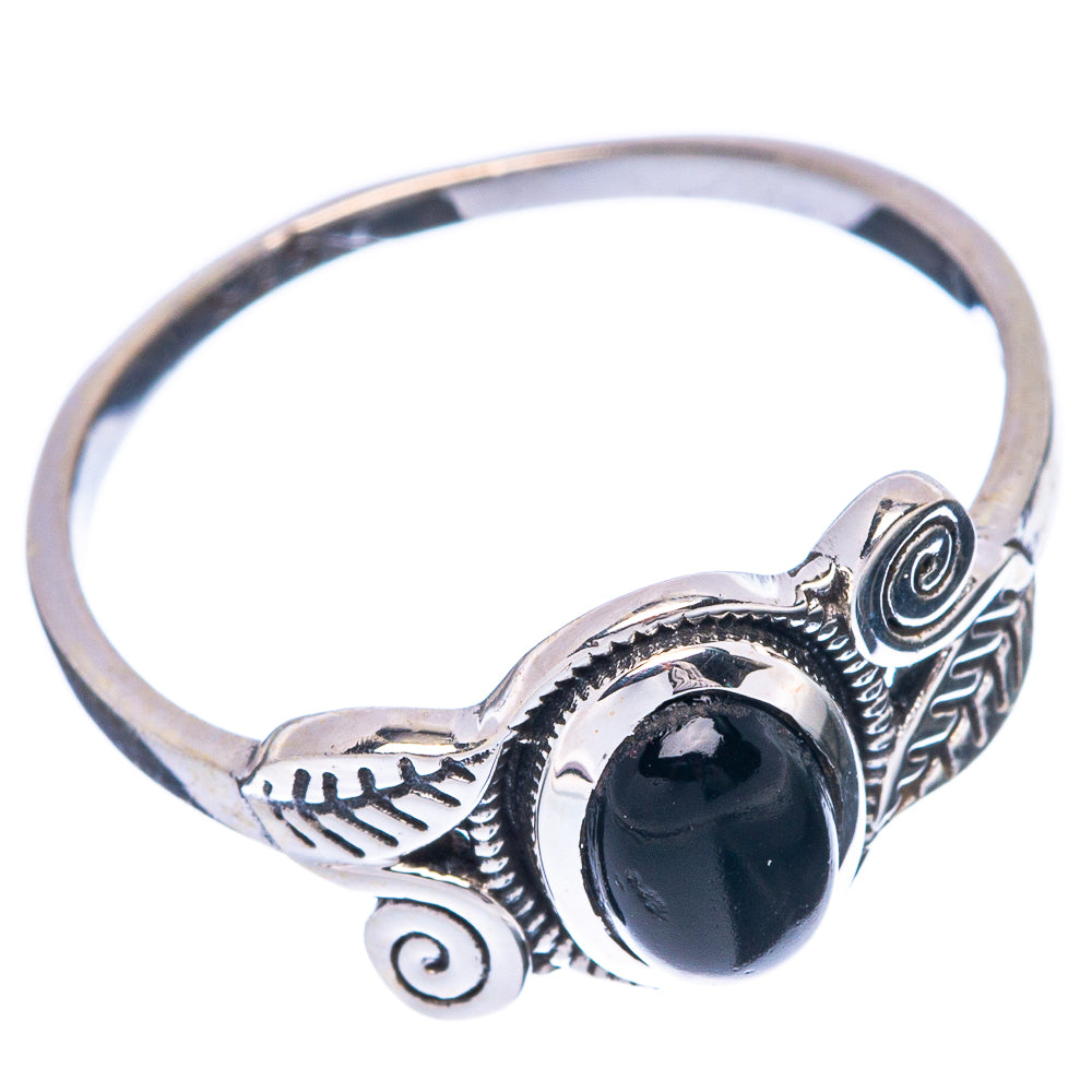 Black Onyx Leaf 925 Sterling Silver Ring Size 8 (925 Sterling Silver) R5335