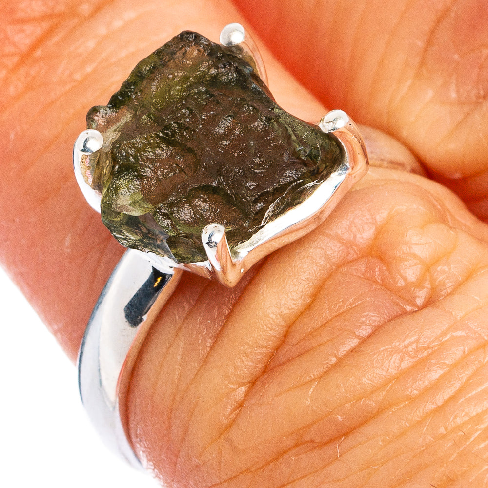 Rare Moldavite Ring Size 6 (.925 Sterling Silver)