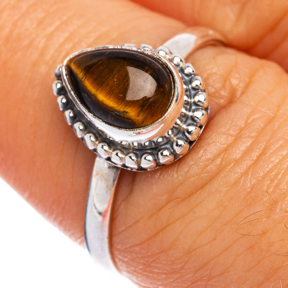 Tiger Eye Dainty Ring Size 7.25 (925 Sterling Silver) R145474