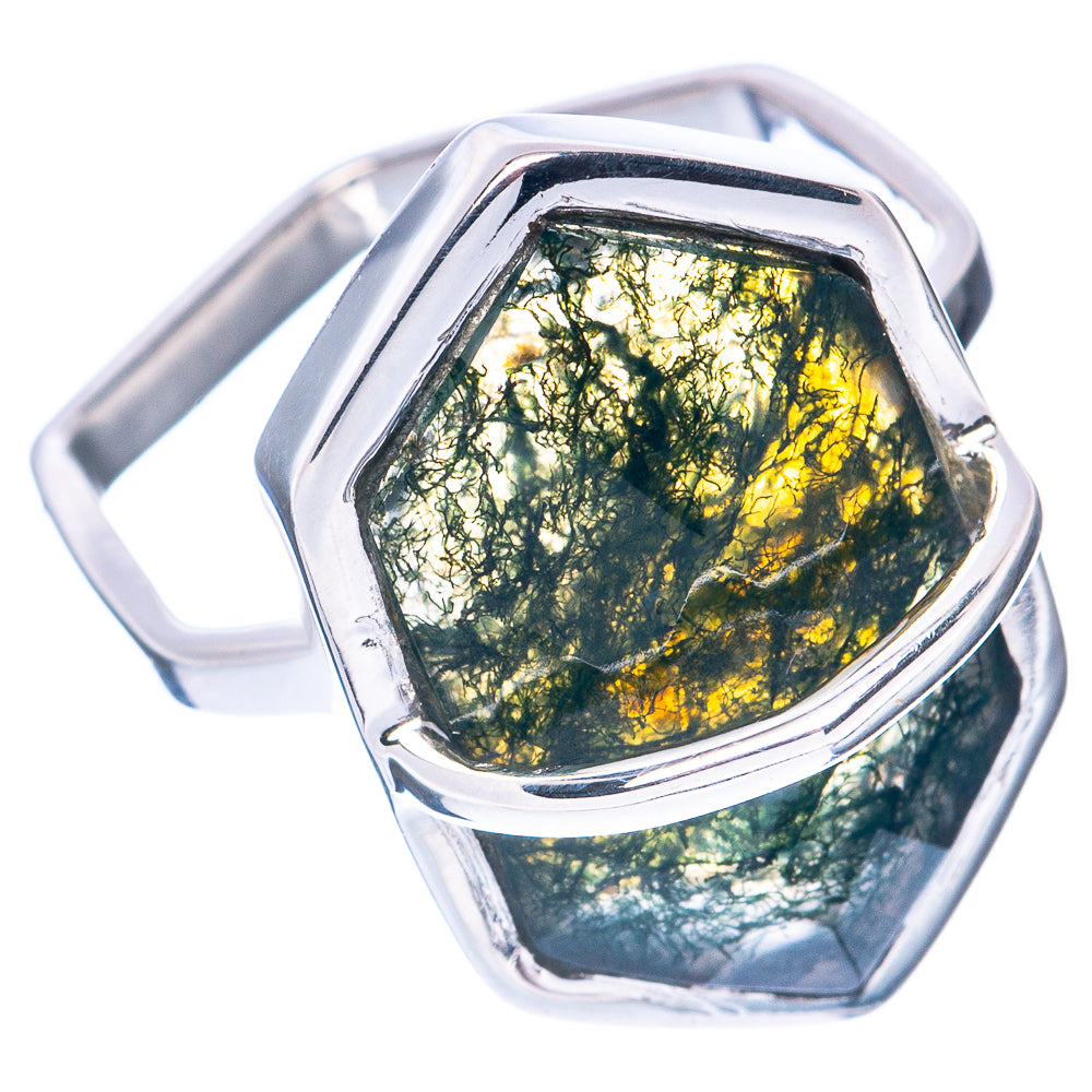 Premium Green Moss Agate 925 Sterling Silver Ring Size 7.25 (925 Sterling Silver) R2727