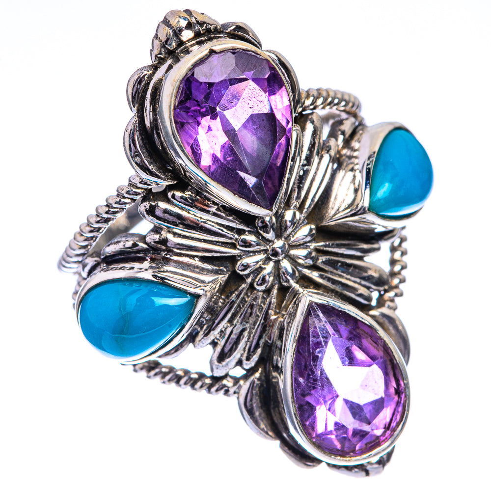 Large Amethyst, Sleeping Beauty Turquoise Ring Size 7.75 (925 Sterling Silver) RING143324