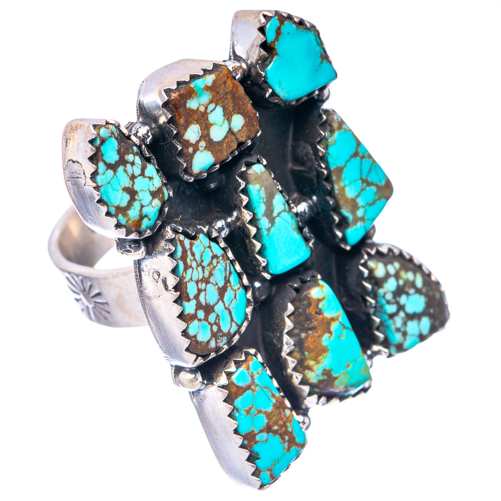Exclusive Number 8 Mine Turquoise Ring Size 8 Adjustable (.925 Sterling Silver)
