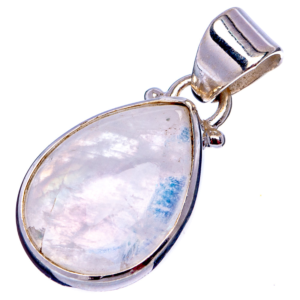 Rainbow Moonstone Pendant 1 1/8" (.925 Sterling Silver)