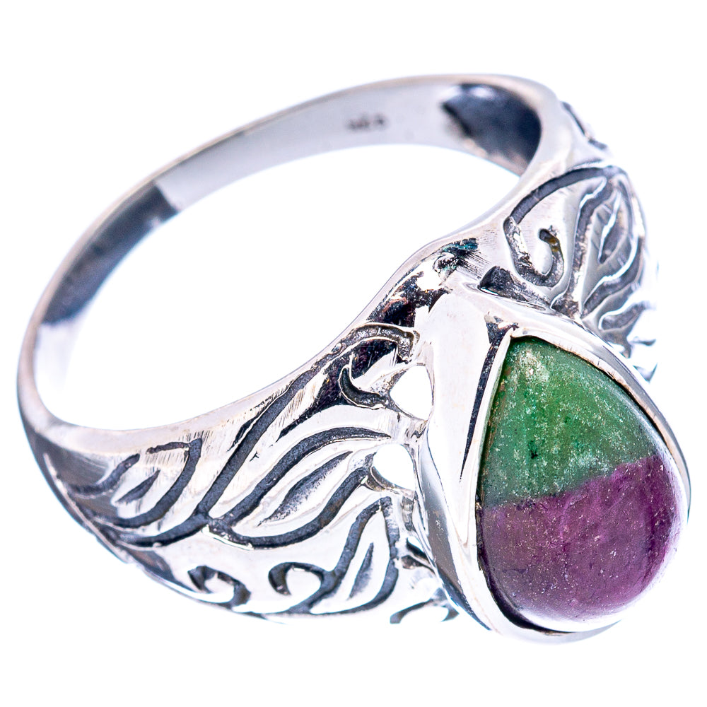 Ruby Zoisite Filigree Style Ring Size 9 (.925 Sterling Silver)