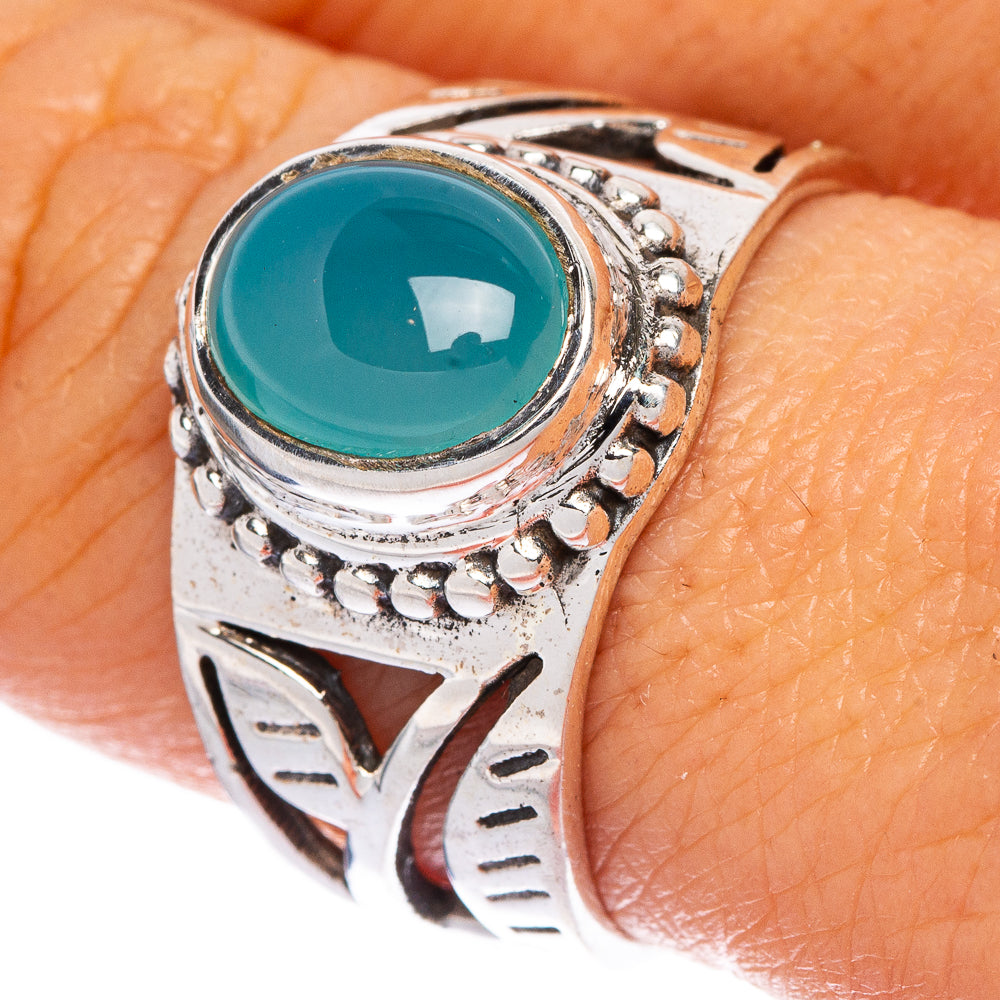 Aqua Chalcedony Ring Size 8.5 (925 Sterling Silver) R1314