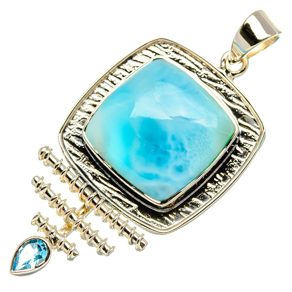 Signature Larimar, Blue Topaz Pendant 2 1/8" (925 Sterling Silver) PD37851