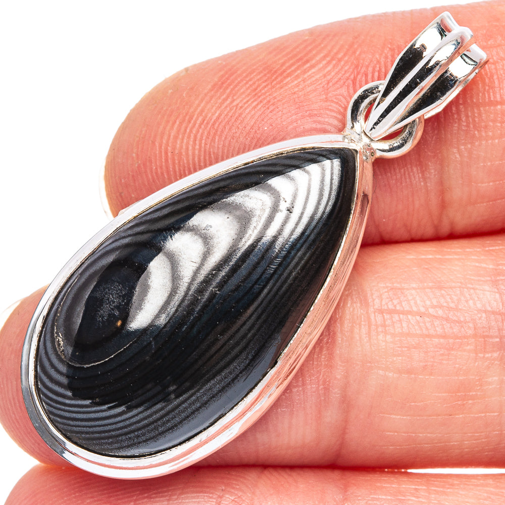Psilomelane Pendant 1 5/8" (925 Sterling Silver) P40382