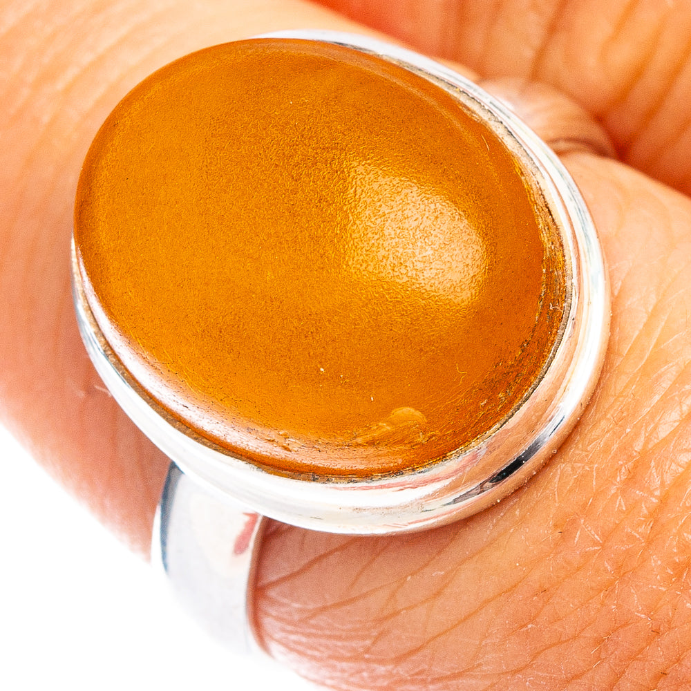 Bone Amber Ring Size 7.75 (.925 Sterling Silver)