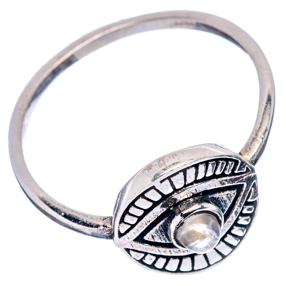 Rainbow Moonstone Eye Dainty Ring Size 7.75 (.925 Sterling Silver)