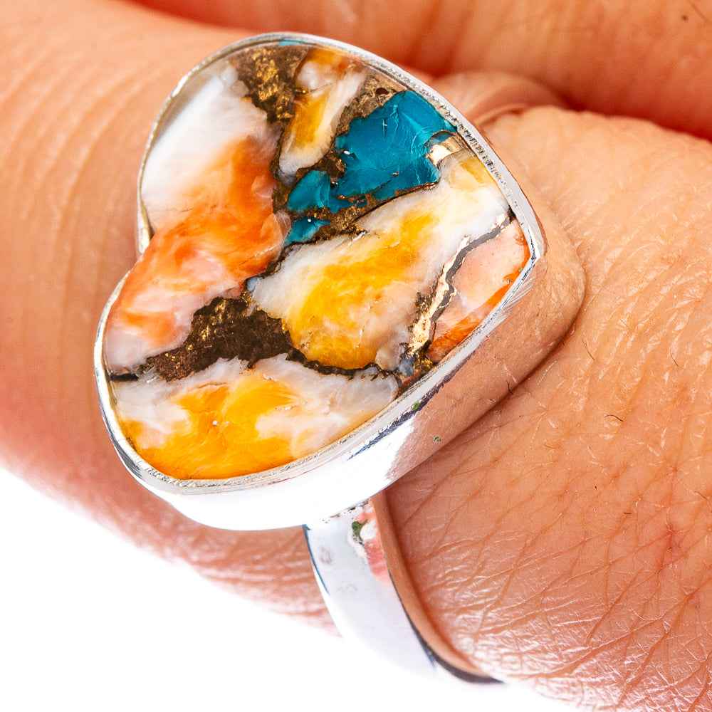Spiny Oyster Turquoise Heart Ring Size 8.25 (925 Sterling Silver) R146604