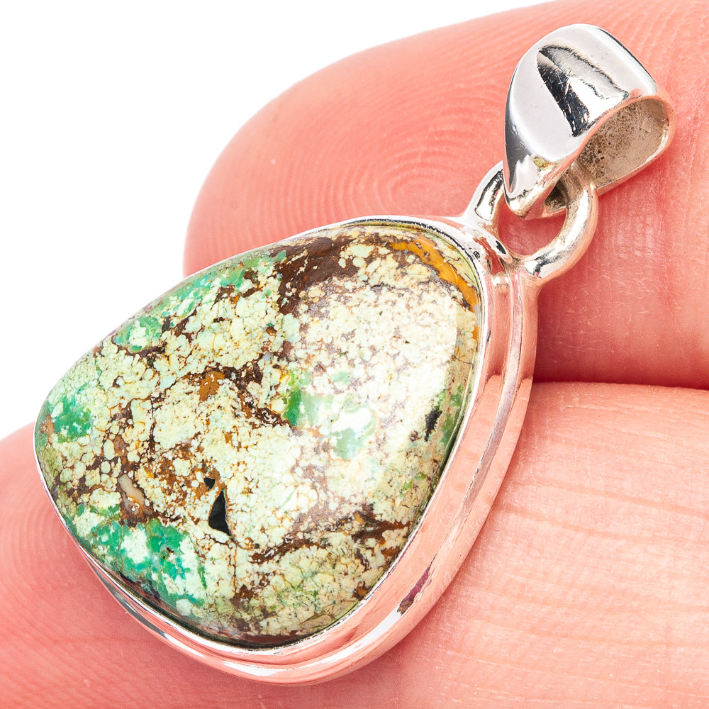 Rare Spider Web Turquoise Pendant 1 1/8" (925 Sterling Silver) P44457