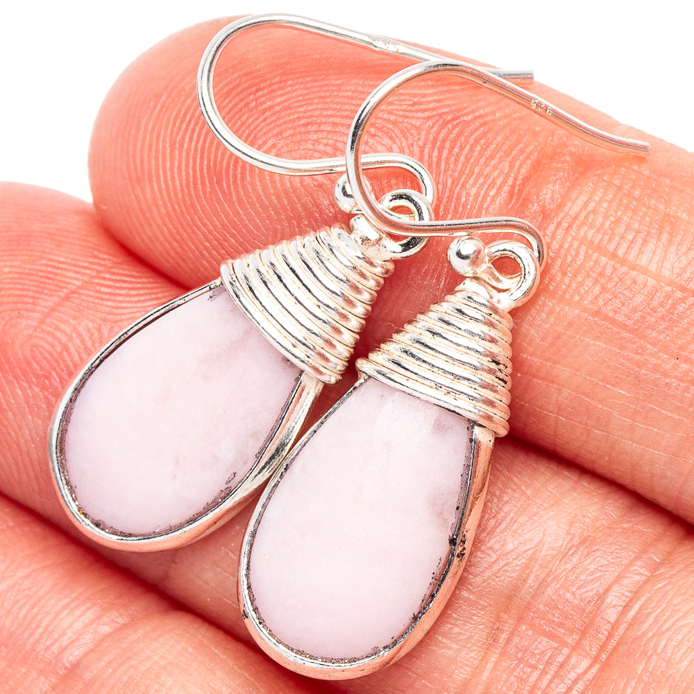 Pink Opal Earrings 1 3/8" (925 Sterling Silver) E2300
